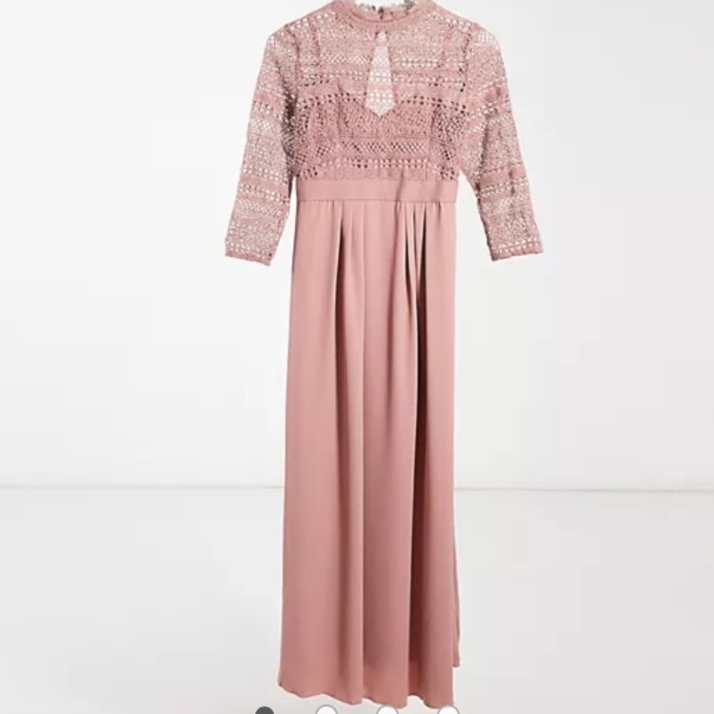 Beautiful pink lace maternity dress